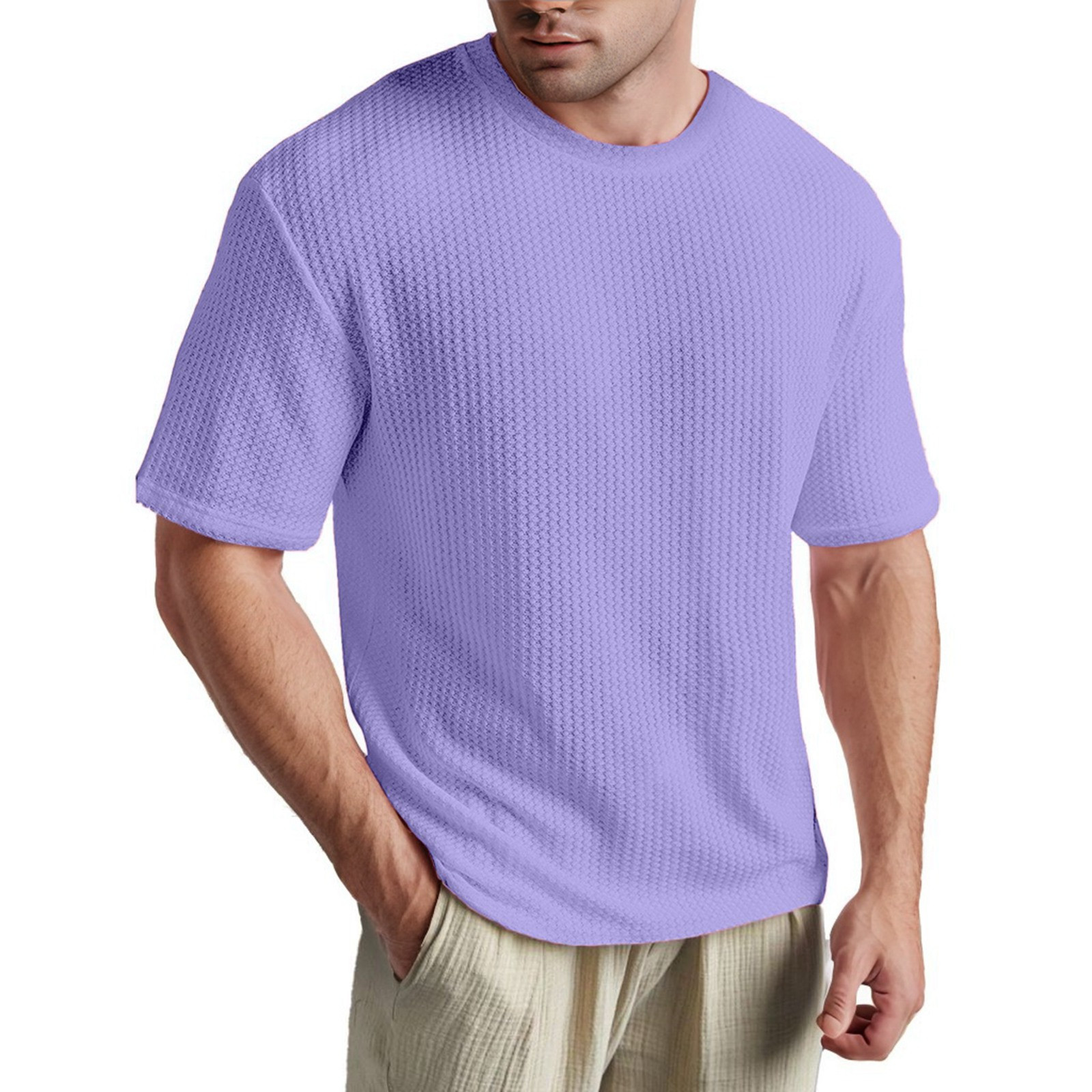 thumbnail image 4 of Camiseta de manga corta de diseño contrastado en colores lisos para hombre, ideal para el verano y el tiempo libre - Mezcla de poliéster y algodón, estilo con solapa, adecuada para el trabajo y el, 4 of 8